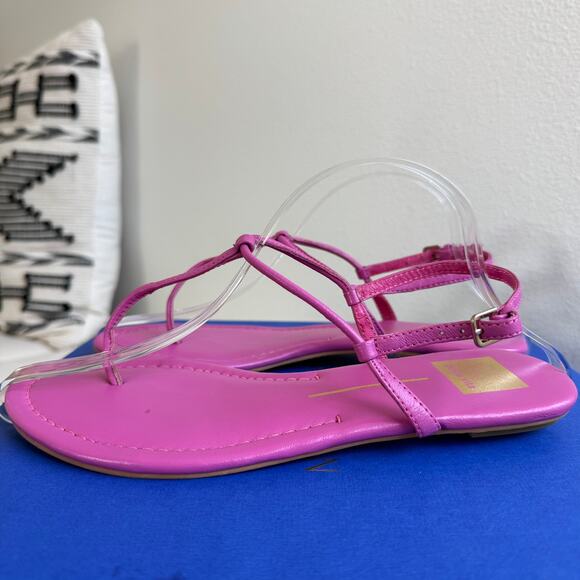 Dolce Vita Fuchsia Pink T-Strap Leather Thong Sandal Size 7 Summer - Picture 1 of 10